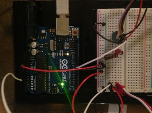 Closeup of arduino wiring